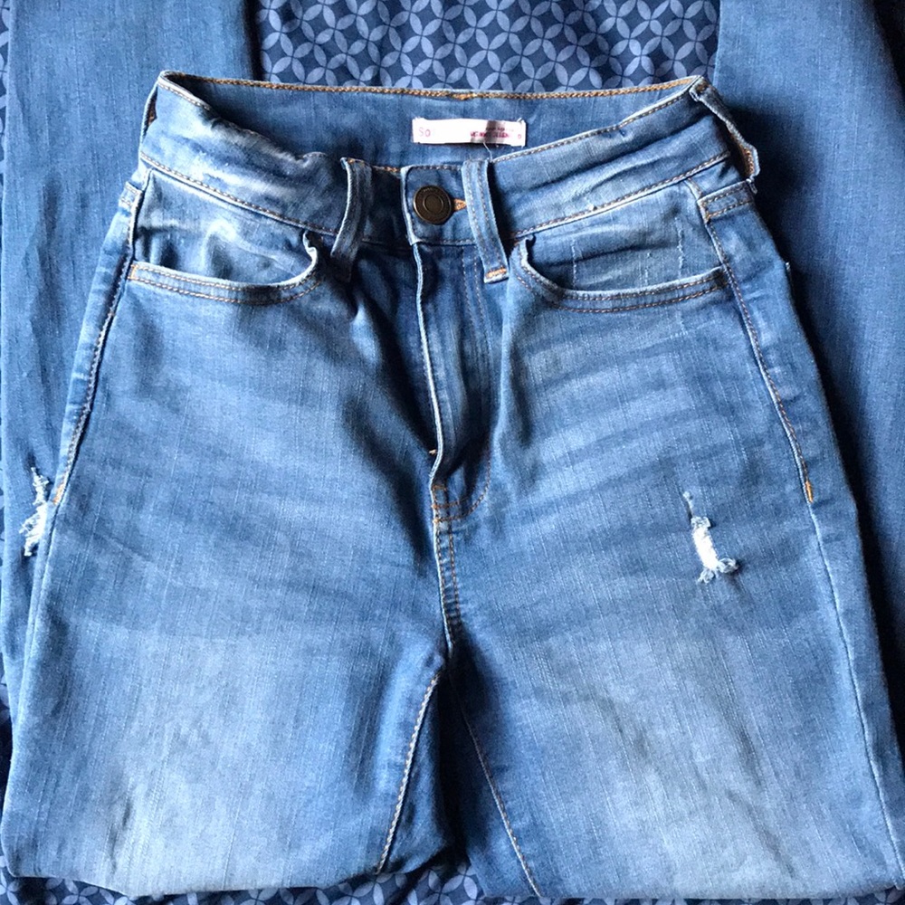 High rise ripped jeans size 0